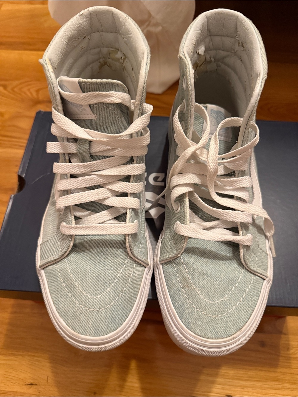 Vans Women's High-Top Sneakers in Light Mint and White
